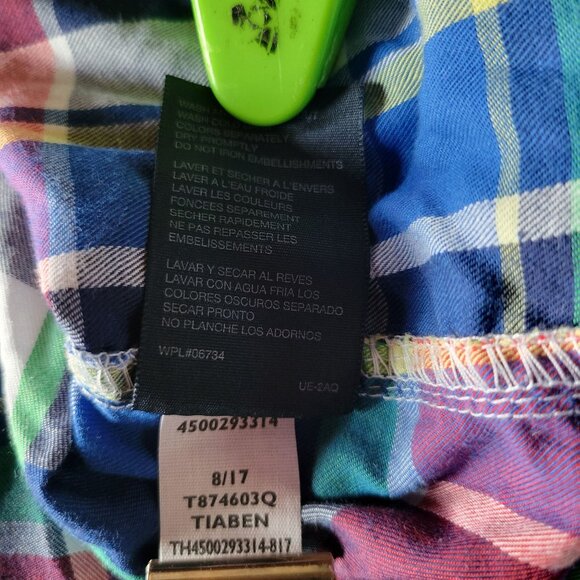 Tommy Hilfiger Plaid Button Up Down Shirt Long Sleeve Youth Large 16/ 18 - Picture 9 of 11